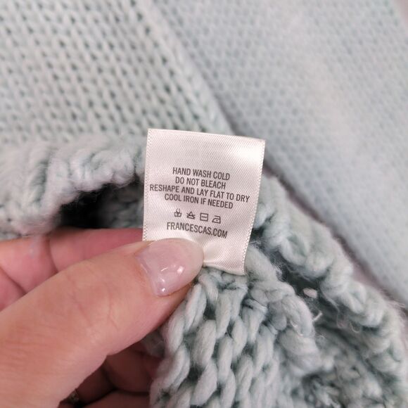 Alya Women's M Pastel Blue Chunky Knit Sweater Boho Soft Cozy Cottagecore Winter - Picture 6 of 7